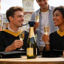 Tapón de vino con forma de birrete de graduación para botellas de champán