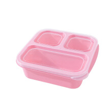 Boîte bento réutilisable à 3 compartiments rose 17 x 15,5 x 5,5 cm