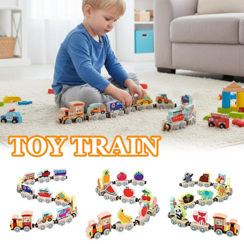 Wooden Magnetic Train Set with Numbers 11-Piece 1