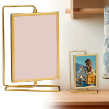 Cadre photo flottant rotatif en métal doré avec support double face