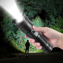 Maglite lommelygte, 10000Lm, zoombar, genopladelig, 4 tilstande, kompatibel med Maglite — til camping, vandreture, nødsituationer