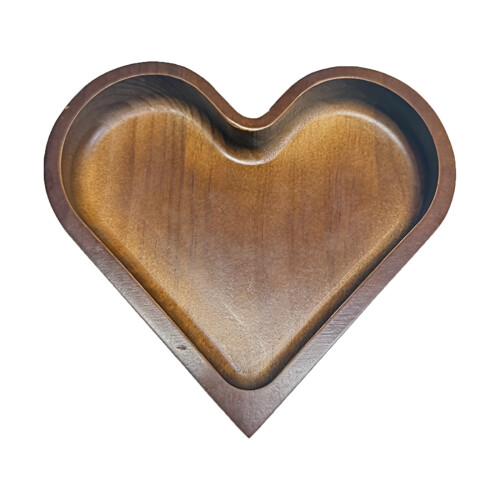 Bandeja de madera de nogal con forma de corazón (1 pieza)