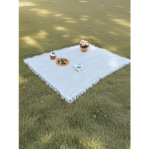Witte polyester picknickmat met lichtdoorlatend effect