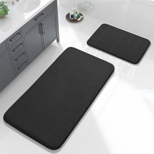 Σετ χαλακιών μπάνιου 2 τεμαχίων: Memory Foam, αντιολισθητικό, μηχανής