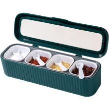 4-teiliges dunkelgrünes Gewürzbox-Set mit Deckeln und Löffel – Behälter für Salz, Zucker und Gewürze (kompatibel mit KitchenAid)