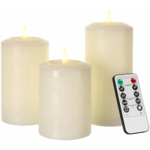 Lila lángmentes LED oszlopgyertya-készlet, 3 db-os – 3x4, 3x5,