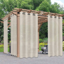Sheer Outdoor Curtains 54x84", Set of 2, Beige – Waterproof, Fade-Resistant, Sun-Filtering Privacy Curtains for Patio, Gazebo, Porch, Pergola