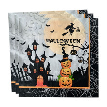 20Pcs Halloween Party Supplies: Pumpkin Paper Plates, Napkins, Witch/Skeleton/Cobweb Theme – Compatible with Halloween Decor