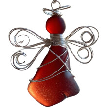 Ornement d'ange en verre de mer fait main, décoration de Noël bord de mer pour sapin, décorations de plage suspendues uniques avec corde, cadeau