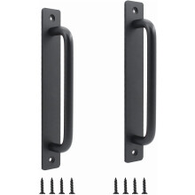 2-Pack 7" Rustic Barn Door Handles, Aluminum Alloy Sliding Door Pulls for Wardrobe/Kitchen Cabinet/Shed, Black, Compatible with Sliding Doors