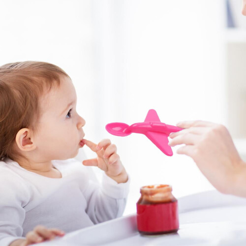 Σετ πλαστικών κουταλιών αεροπλάνου 4 τεμαχίων, μικρό κουτάλι σε σχήμα αεροπλάνου 2