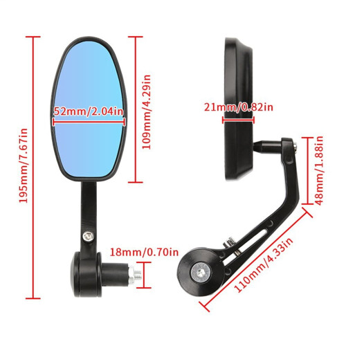 Motorcycle Bar End Mirrors 22mm Adjustable Foldable 1