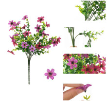 Fleurs artificielles marguerites résistantes aux UV avec feuilles d'eucalyptus, 12 bouquets pour jardin, terrasse, balcon, mariages et décoration