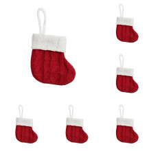 Lot de 5 mini chaussettes de Noël en maille torsadée de 11 cm – Rouge/Blanc et Rouge/Vert, pour la cheminée, le sapin, la maison et la
