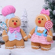 Poupées en pain d'épice en peluche avec cannes de Noël, décorations de sapin de 30 cm (2 pièces), idéales pour la maison et la cuisine.