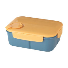 Hittebestendige lunchbox (geel) - lekvrij met afgesloten compartimenten, geschikt voor magnetron en vriezer.