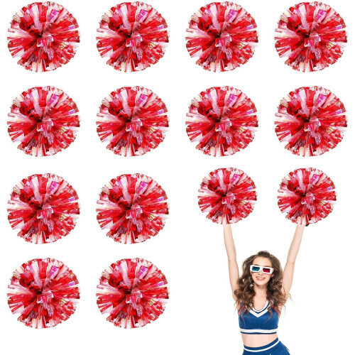 Cheer Pom Poms 12-pack – Plastic Metallic, 30 cm