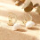 Crescent Moon Deer Stud Earrings Gold Tone with Crystals 4