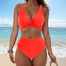 Costume da bagno bikini da donna a due pezzi, slip casual con laccetti laterali, top a triangolo regolabile, abbigliamento estivo da spiaggia.