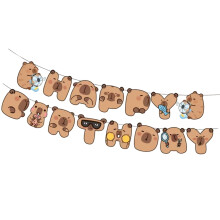 Ghirlandă de ziua de naștere cu Capybara – Decor din carton, 13x18cm