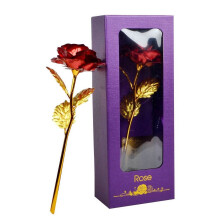 Rose trempée dans l'or, rose éternelle préservée véritable, présentée dans un coffret cadeau, fleur éternelle pour la Saint-Valentin, un