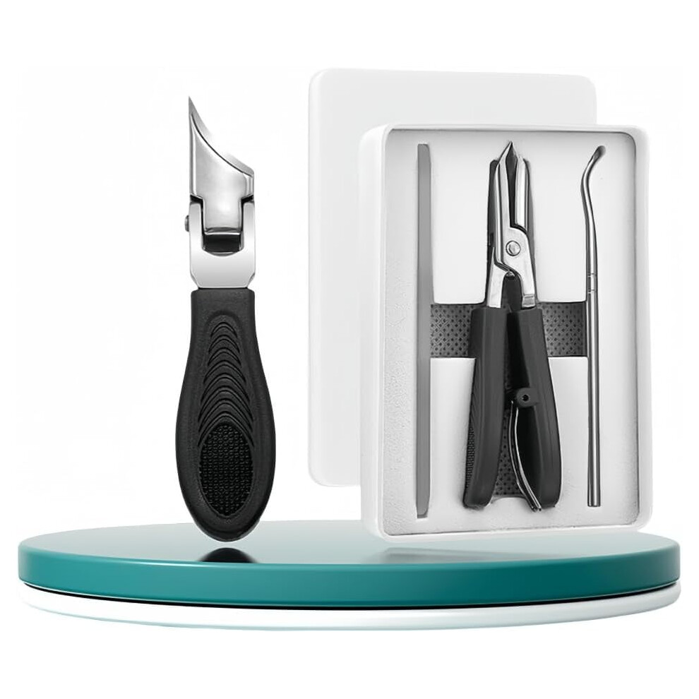 Slant Edge Nail Clipper, Eagle Beak Design for Thick/Hard Nails, Ingrown Toenail Tool, Wide Jaw Curved Clippers Set