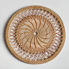 Rattan Wall Basket Boho Round Wicker Woven BasketsTrays Hanging Decor