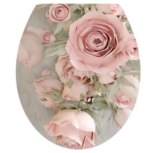 1PC Sticker Commode Sticker WC Pedestal Pan Cover Sticker Home Decor Bathroom Decor 3D Printed Flower View