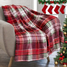 Fleece Buffalo Plaid Throw Blanket for Couch, Sofa, Bed – Soft, Warm, Cozy Plush Checkered Blanket, Christmas Farmhouse Decor (Red & Black)