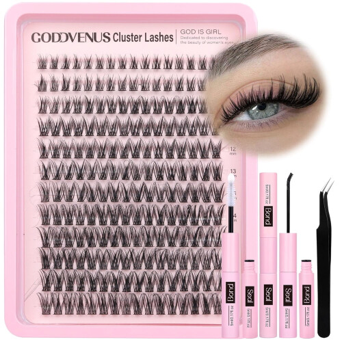 Wispy Lash Clusters D Curl 192 stk med limforseglingspinsett 1