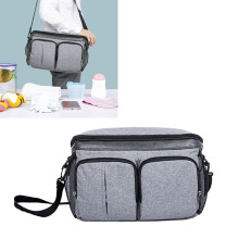 Große Kapazität Baby-Kinderwagen-Wickeltasche mit mehreren Fächern, Grau
