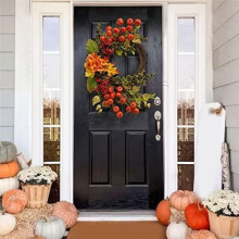 Fall Decor Fall Wreath for Front Door Pumpkins Berries Wreath Decorations for Autumn Thanksgiving Harvest Farmhouse Home