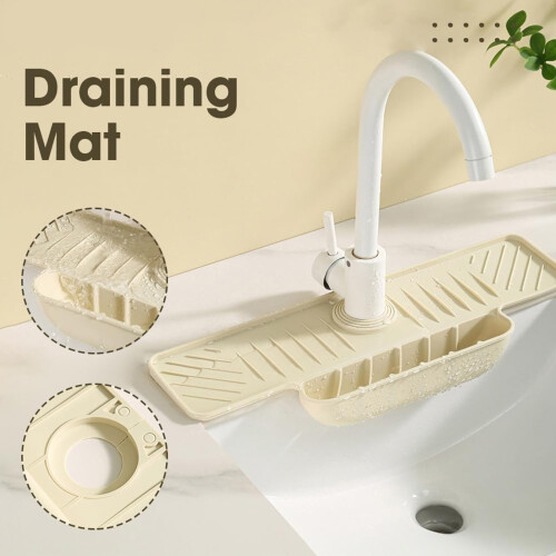 Küchenspülenmatte Silikon Beige mit Ablaufschale 2