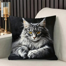 Housses de coussin décoratives à motif chats, en velours doux avec fermeture éclair invisible – Compatibles avec les coussins standards