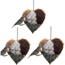 Handgemaakt hartvormig vogelnest van vezel, vogelnestvormig hart als decoratie voor buiten, geschikt voor alle seizoenen, voor tuin, erf en