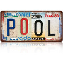 Plaque murale vintage en métal pour piscine, 30 x 15 cm (12 x 6 pouces)