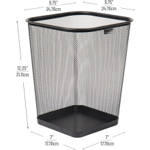 Poubelle carrée noire en acier grillagé, lot de 2, 9,75 x 9,75 x
