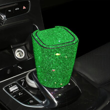 Lixeira para carro com tampa e detalhes em diamante (1 peça)