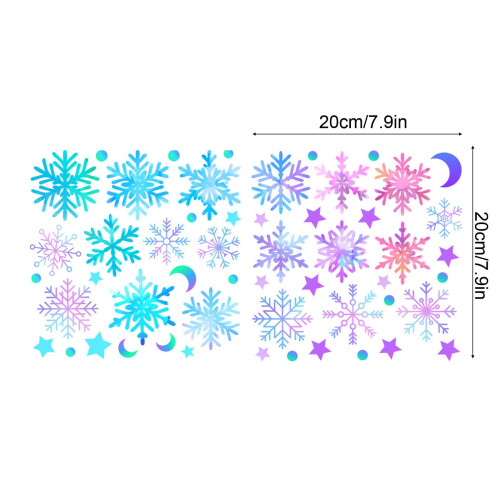 Svítící vánoční samolepky s vločkami, 20 cm, PVC 2
