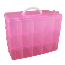 Transparante, stapelbare sieradenorganizer met 3 lagen en 30 vakjes, ook geschikt voor knutselspullen en kleine voorwerpen.