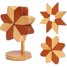 Ensemble de dessous de verre en bois en forme d'arbre : 4 à 5 dessous de plat + support, porte-gobelet moulin à vent et sets de table pour plats