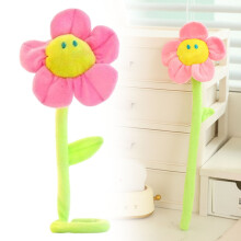 Plyschig solrosbukett med böjbara stjälkar – Fylld konstgjord blomma för bröllop, fest, födelsedagsheminredning (rosa)