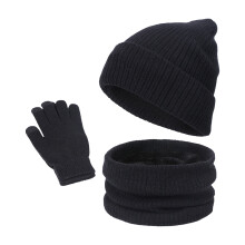 Winter Warm 3-Piece Hat, Scarf & Gloves Set for Men/Women – Solid Color, Cold Weather Outdoor Use