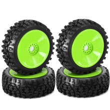 4 stuks 1/8RC wielbanden van rubber, 120 mm en 112 mm, 17 mm naafzeskant voor 1/8RC auto's, voor gebruik op de weg en off-road, groen