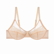 Lunera Spitzen-BH für Damen, dünnes Mesh, gerafft, volle Abdeckung, Push-up-Stütze, ohne Bügel, bequem, Sport-BH für Damen, Beige, Größe 38D