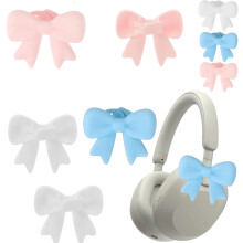 Silikon-Schleifen-Kopfhörerzubehör-Set (6-teilig, blau/weiß/rosa), 3D-Schleifen zum Anclipsen, weich und flexibel, universell passend, kompatibel