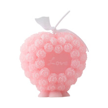 Romantic Rose Scented Candle, Heart-Shaped Design, Perfect Gift for Weddings, Anniversaries, Home Decor, Pink, 3x3 Inches
