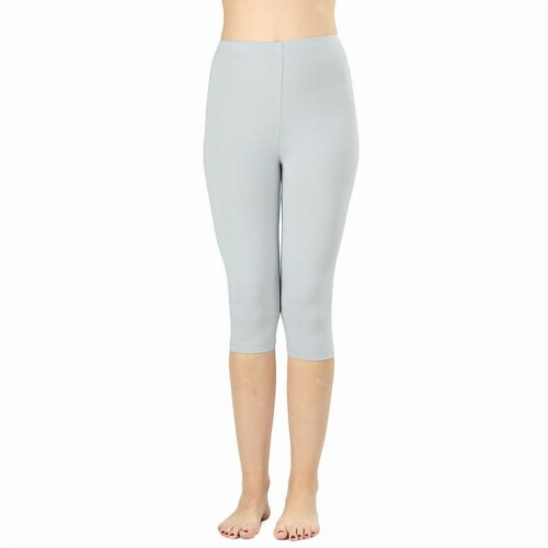 Dam Essential Basic Bomull Spandex Stretch Nedanför Knä Långa Capri Leggings