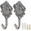 2 Pack Vintage Leaf Wall Hooks, Black Decorative Hooks for 1