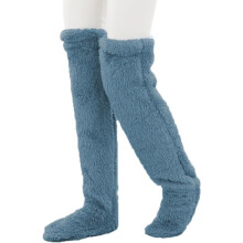 Chaussettes hautes en duvet d'oie pour femmes, mi-cuisses duveteuses